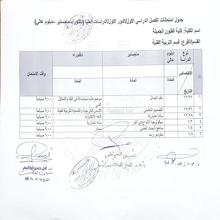 اعلام جامعة بابل - كلية فنون الجميلة