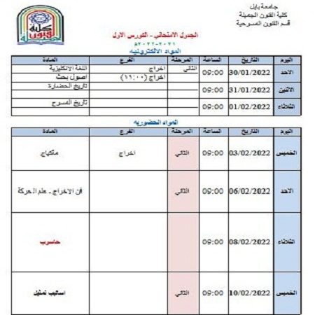 اعلام جامعة بابل - كلية فنون الجميلة